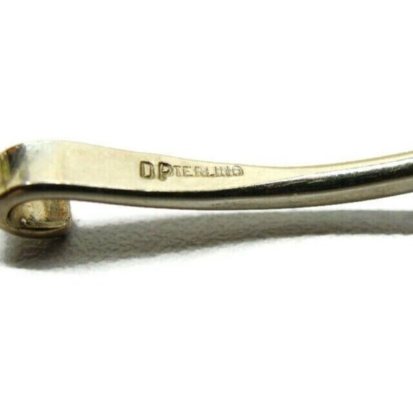 Single Wave Curved Latch Bangle Bracelet Hallmark DP Sterling Silver 925 Patina - Picture 11 of 12